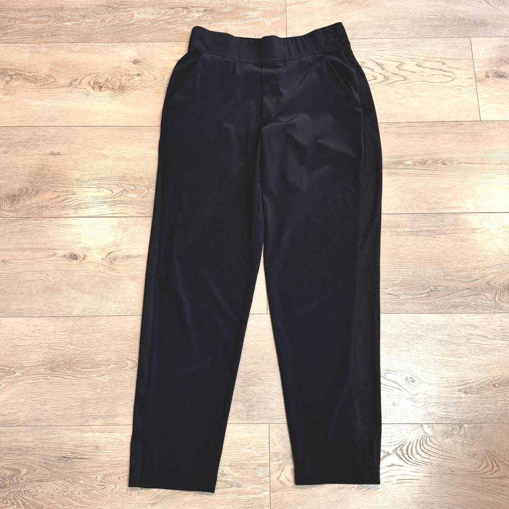 Athleta Brooklyn Black High Waisted‎ Ribbed Side Detail Jogger Pants 4 Small